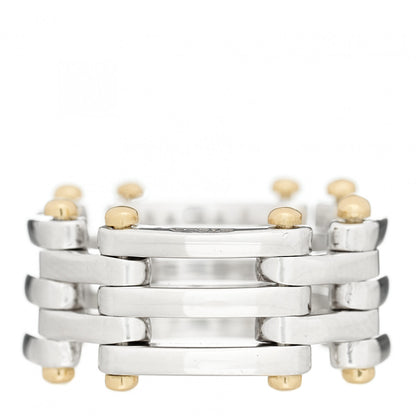Tiffany Sterling Silver 18K Yellow Gold Gatelink Ring 56 7.5 1 of 5