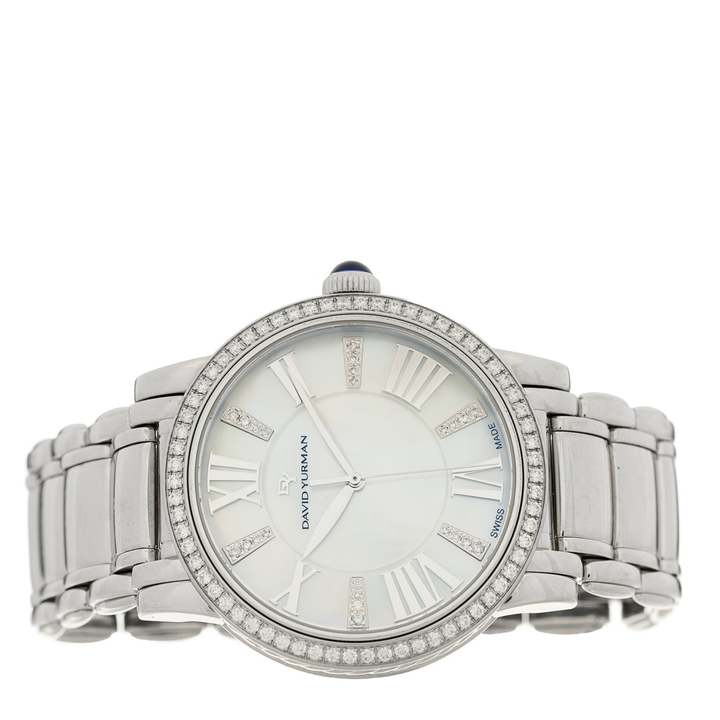 Stainless Steel Diamond Bezel Mother of Pearl 38mm Classic Quartz Watch