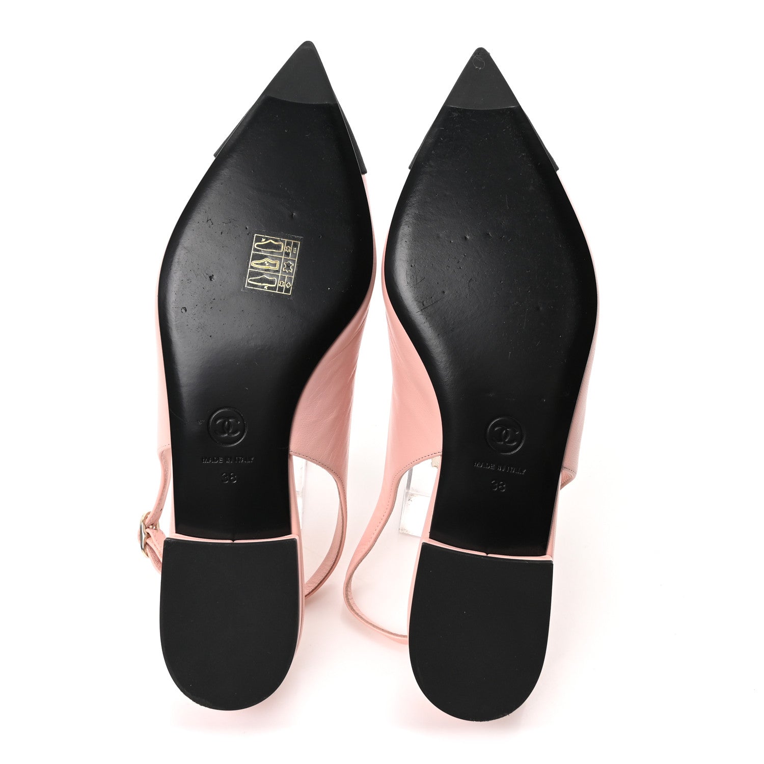Chanel Goatskin Grosgrain Pointed Toe CC Slingback Flats 38 Pink Black 6 of 10