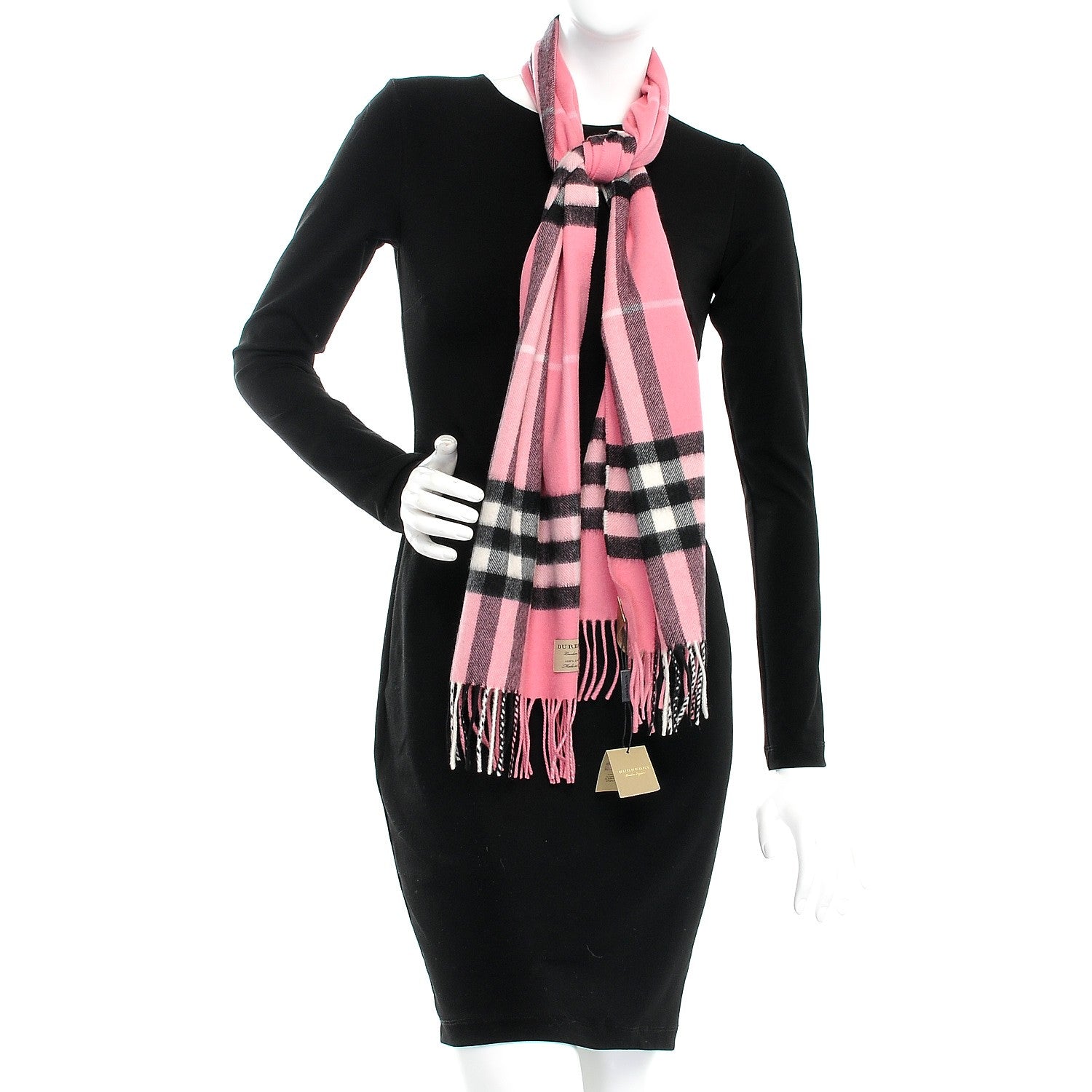 Burberry Cashmere Giant Check Fringe Scarf Rose Pink 2 of 7