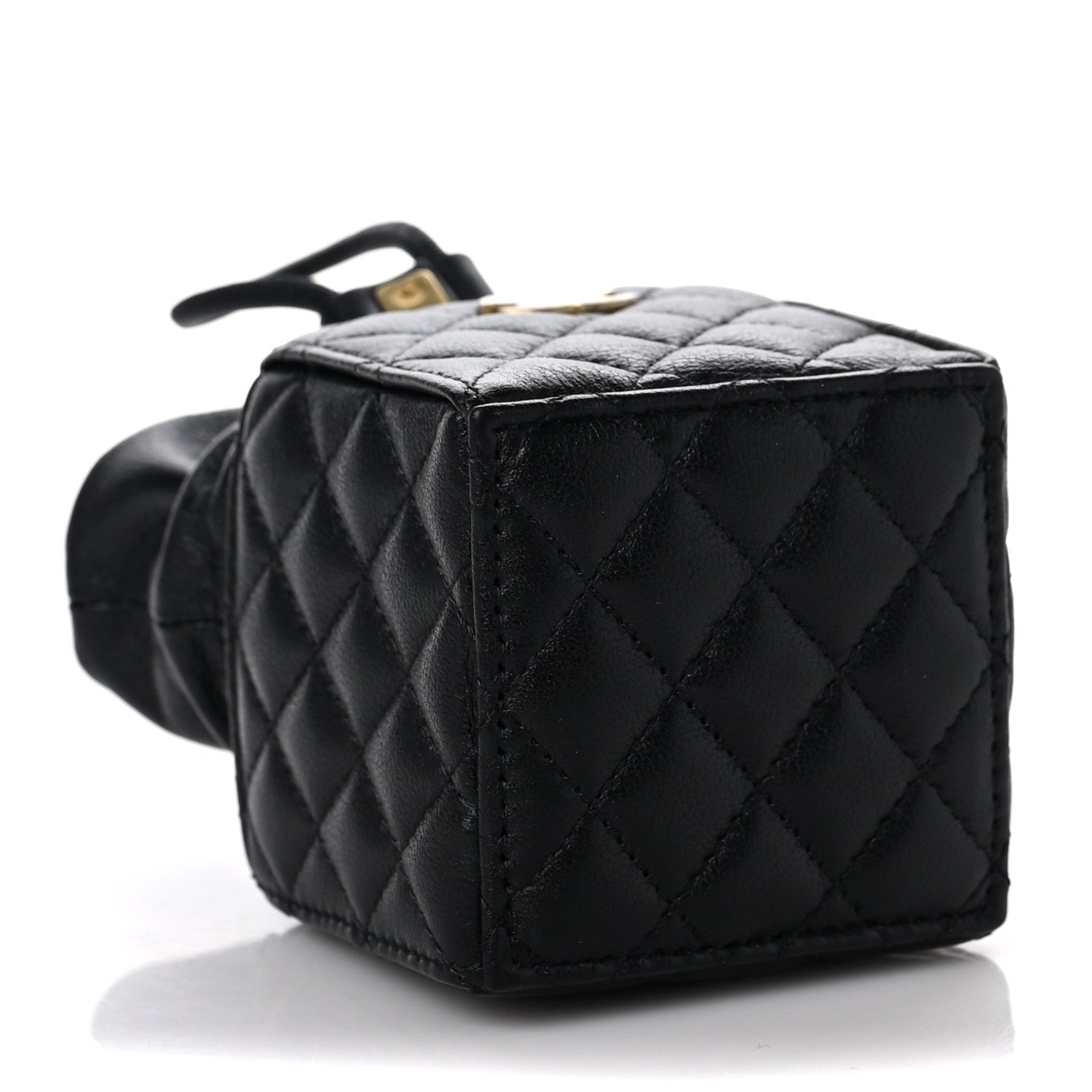 Chanel Calfskin Quilted Mini Drawstring Bucket Bag Black 8 of 9