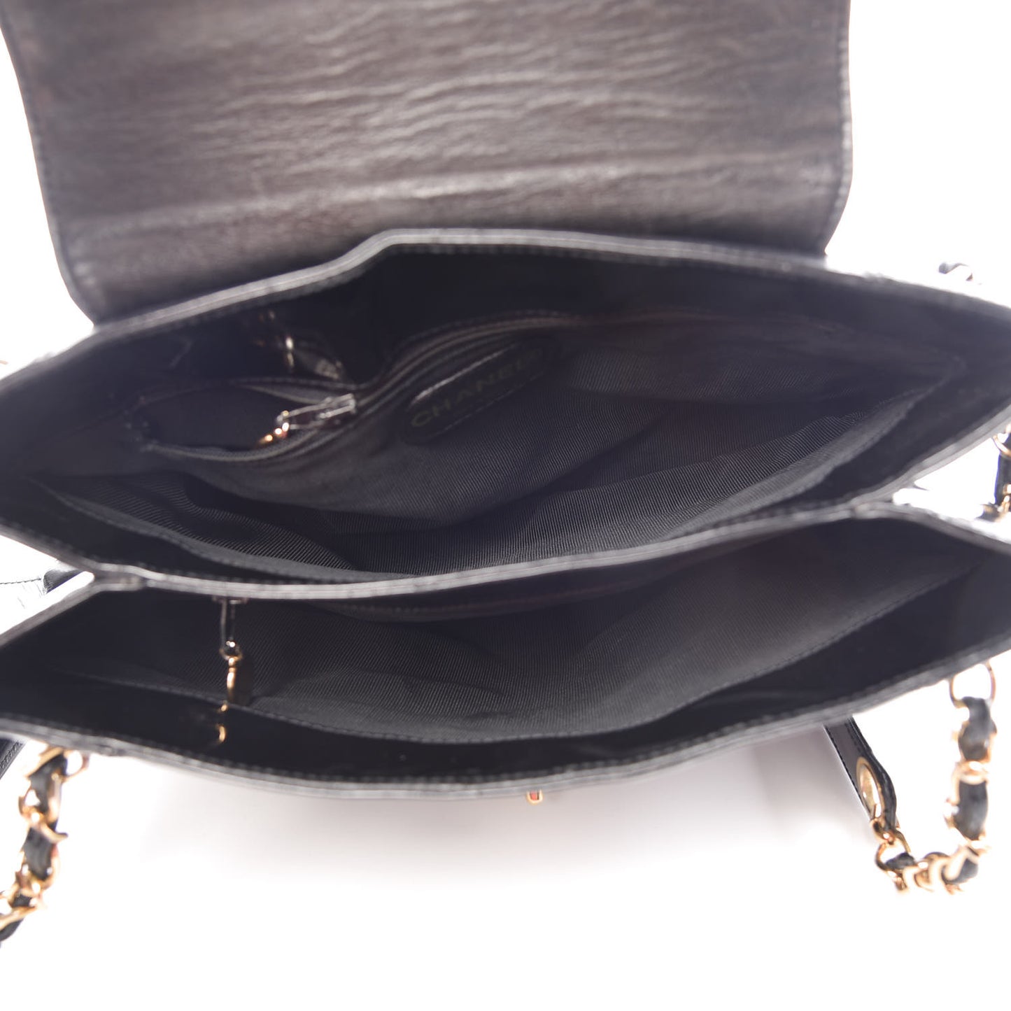 Patent Flap Shoulder Bag Black