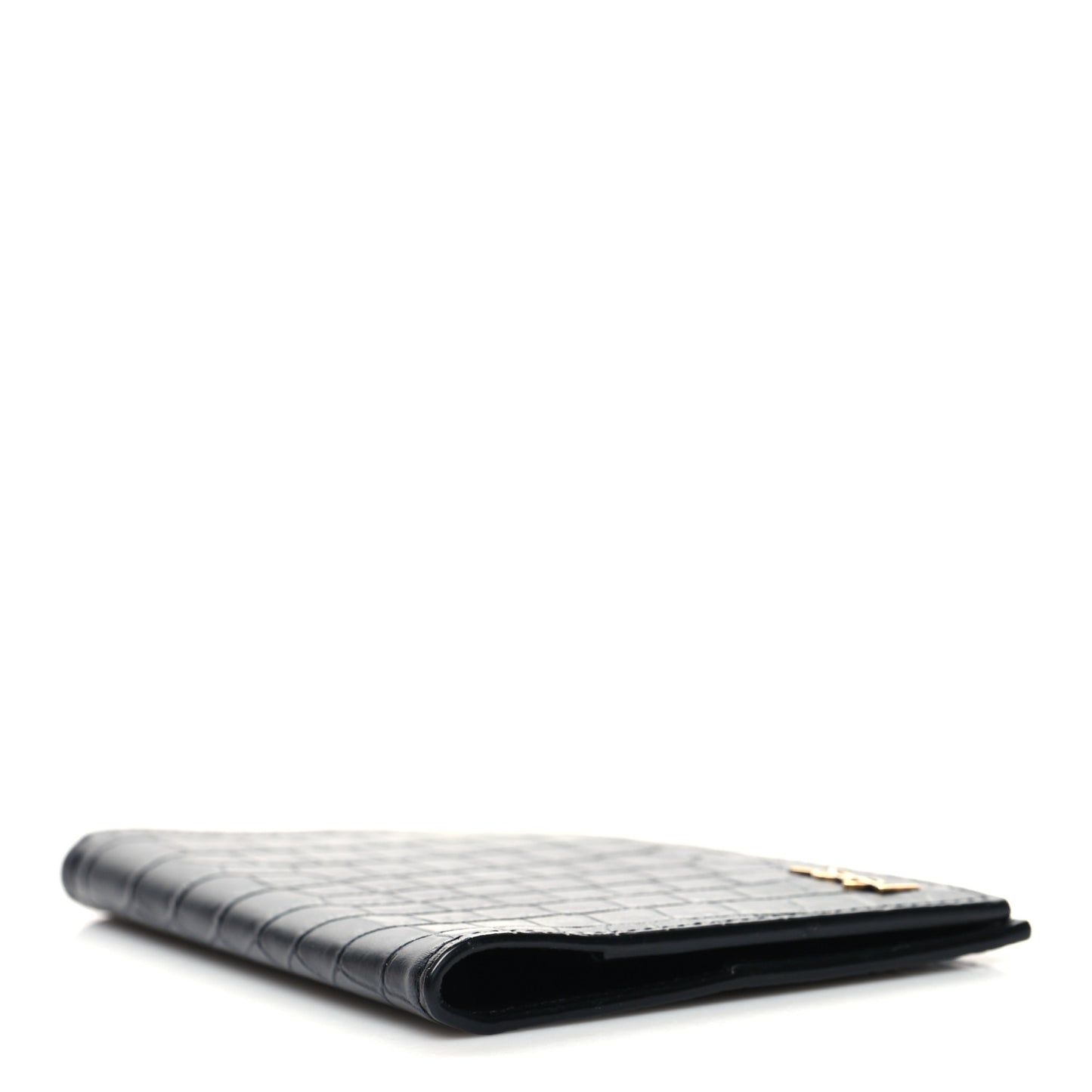 Crocodile Embossed Tiny Cassandre Passport Holder Black