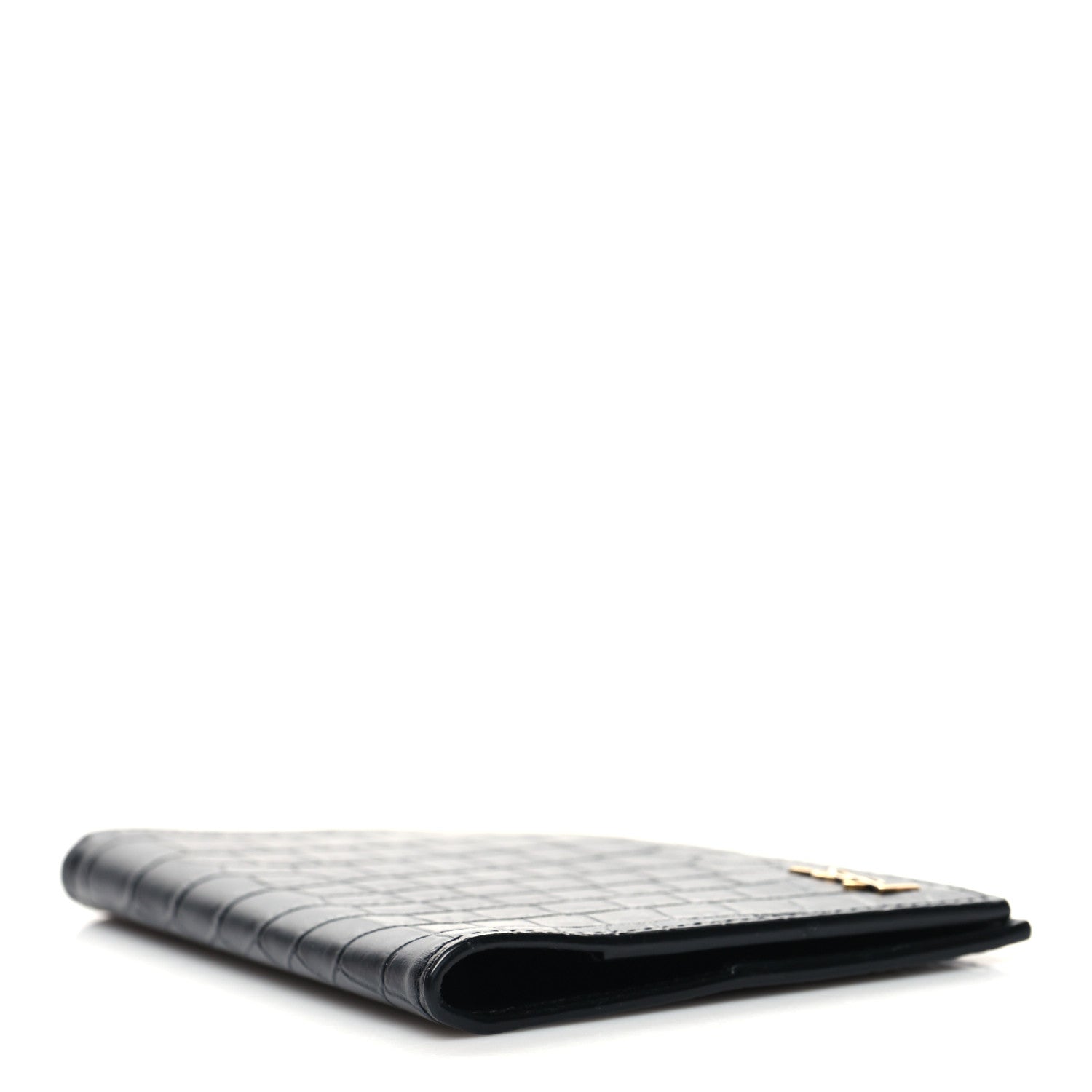 Saint Laurent Crocodile Embossed Tiny Cassandre Passport Holder Black 4 of 8