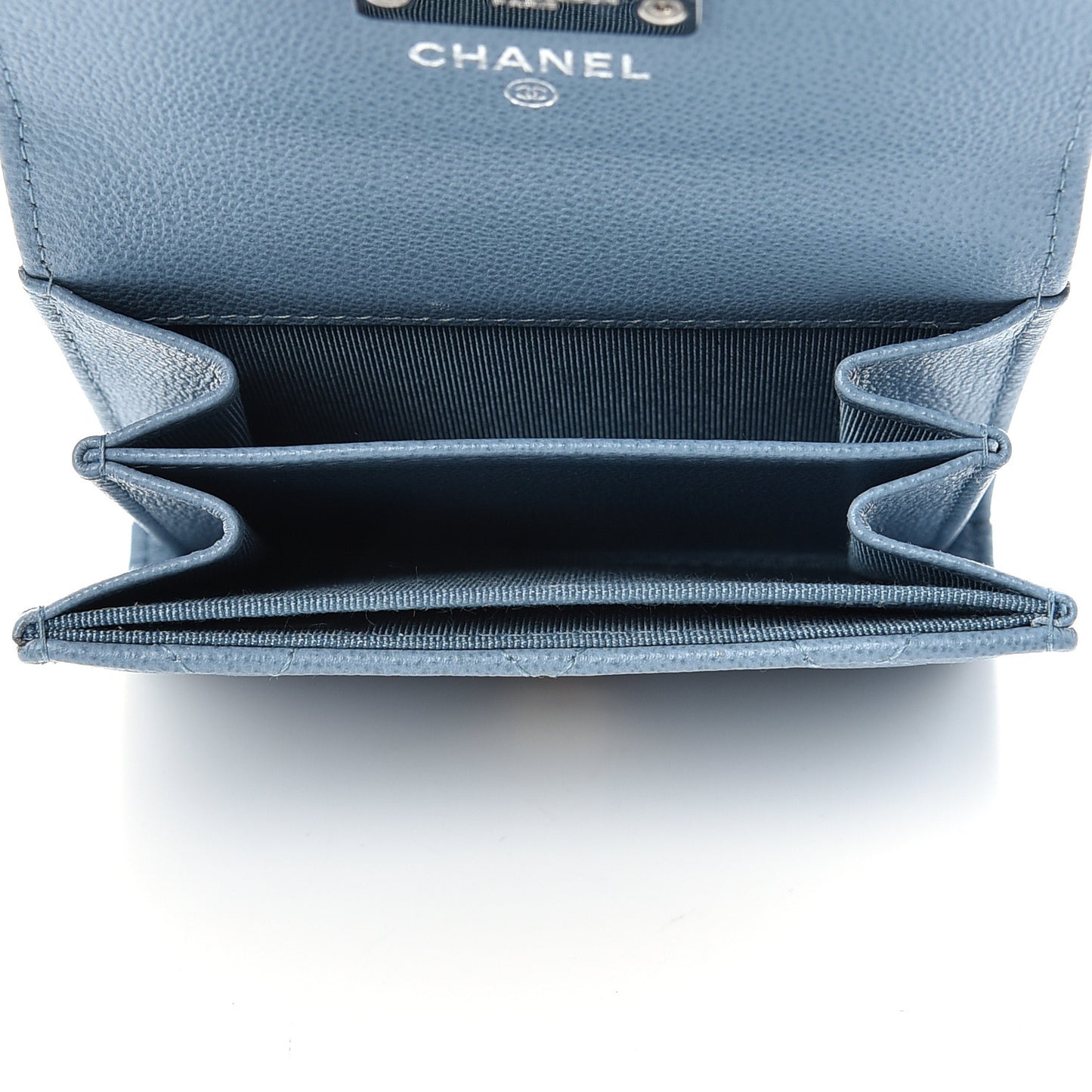 Caviar Quilted CC Box Flap Card Holder Blue