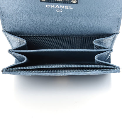 Chanel Caviar Quilted CC Box Flap Card Holder Blue 5 of 9