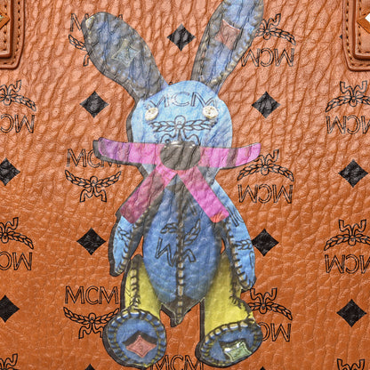 MCM Visetos Medium Rabbit Top Zip Shopper Tote Cognac 12 of 12