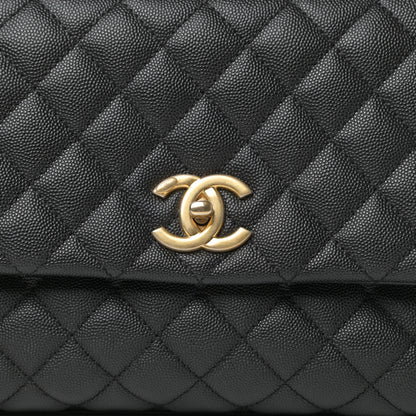 Chanel Caviar Elaphe Quilted Small Coco Handle Flap Black 9 of 9