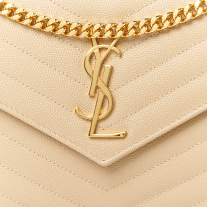 Saint Laurent Grain De Poudre Matelasse Chevron Monogram Chain Wallet Nude Powder 7 of 9
