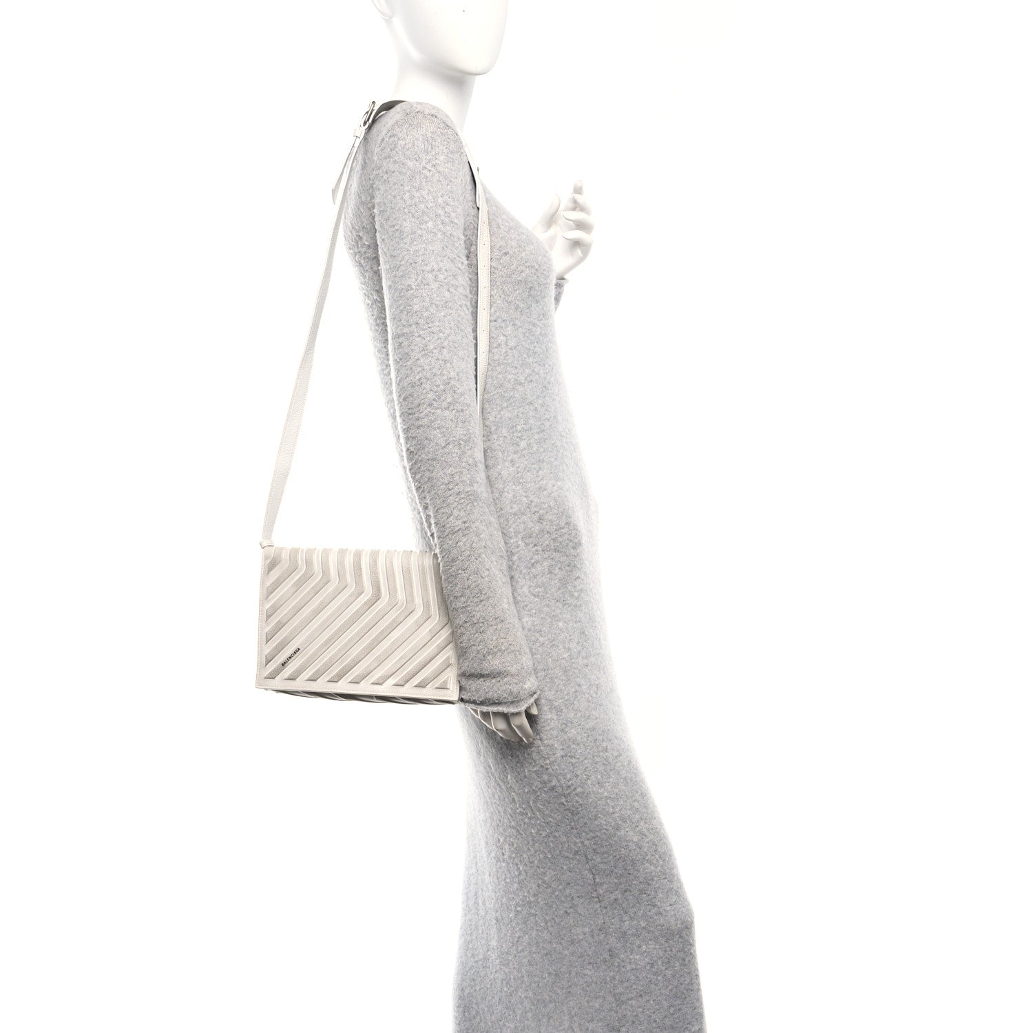 Balenciaga Distressed Grained Calfskin Embossed Car Flap Bag White 2 of 9