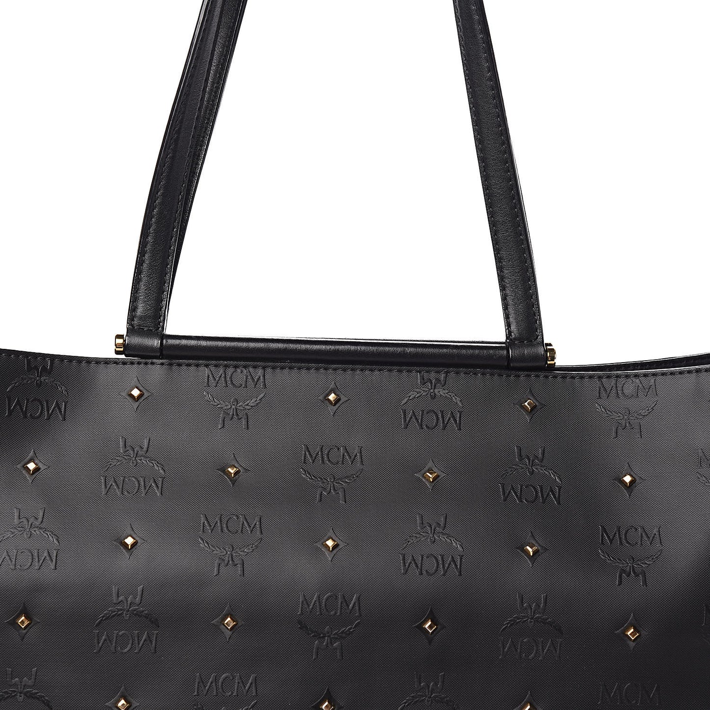 Coated Canvas Studded Shopper Tote Black