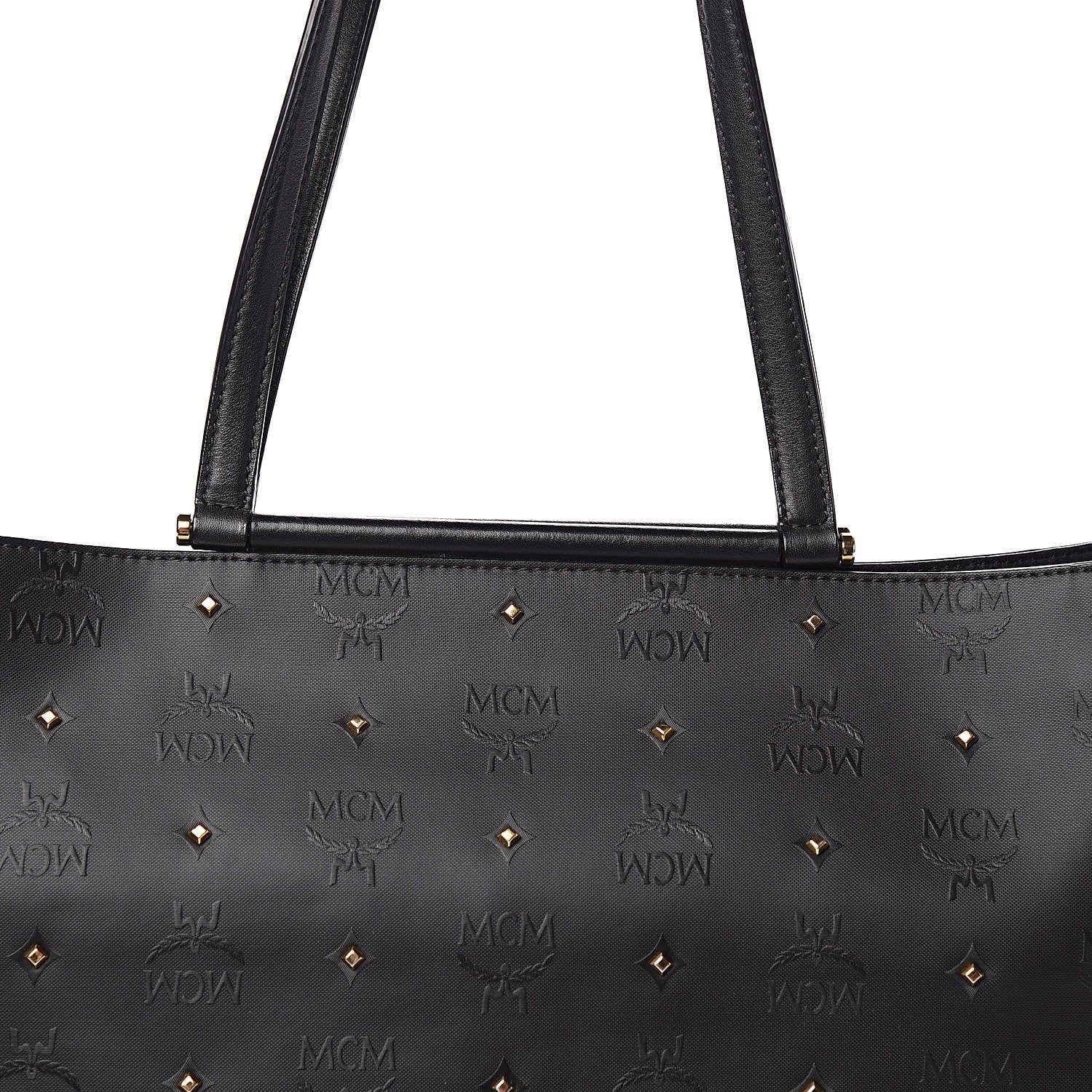 MCM Coated Canvas Studded Shopper Tote Black 14 of 14