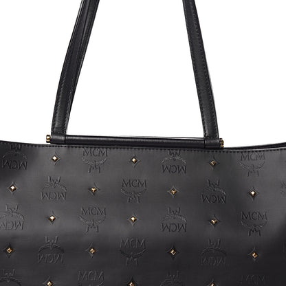 MCM Coated Canvas Studded Shopper Tote Black 14 of 14