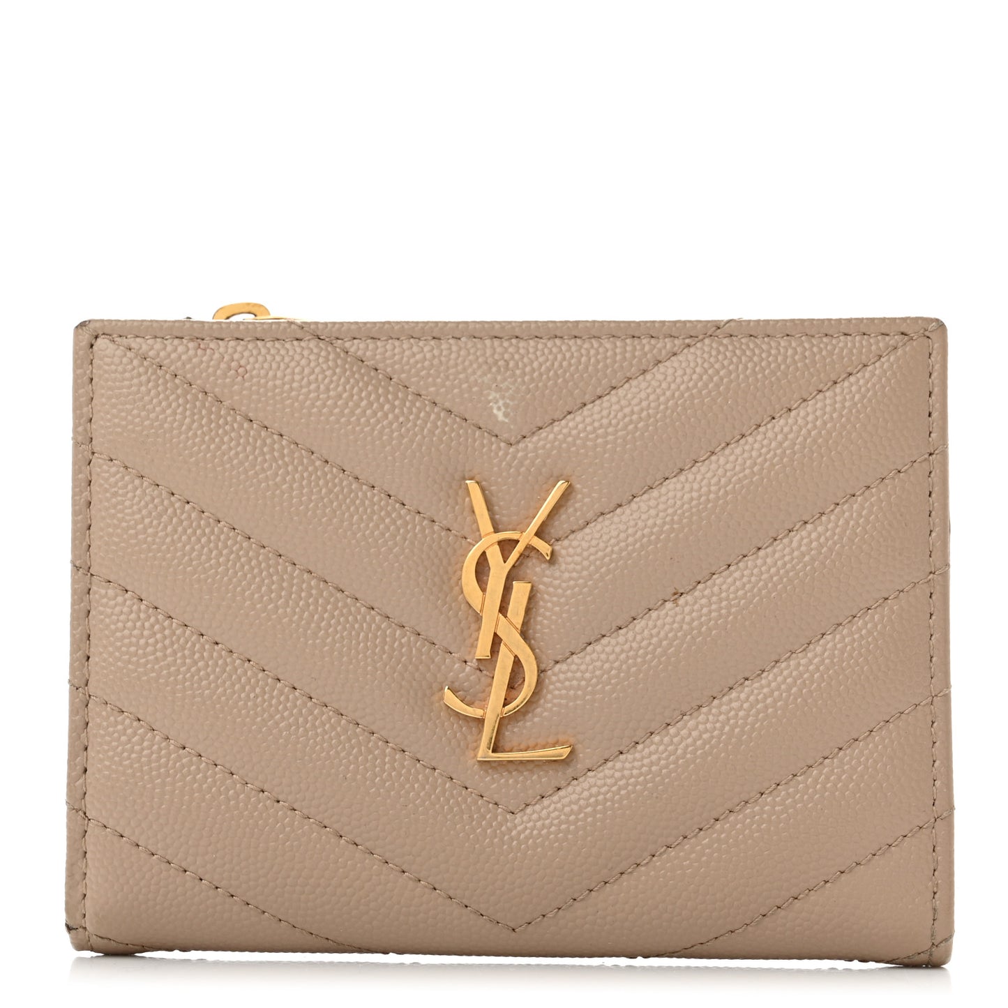 Grain De Poudre Matelasse Chevron Monogram Zipped Card Case Nude Powder
