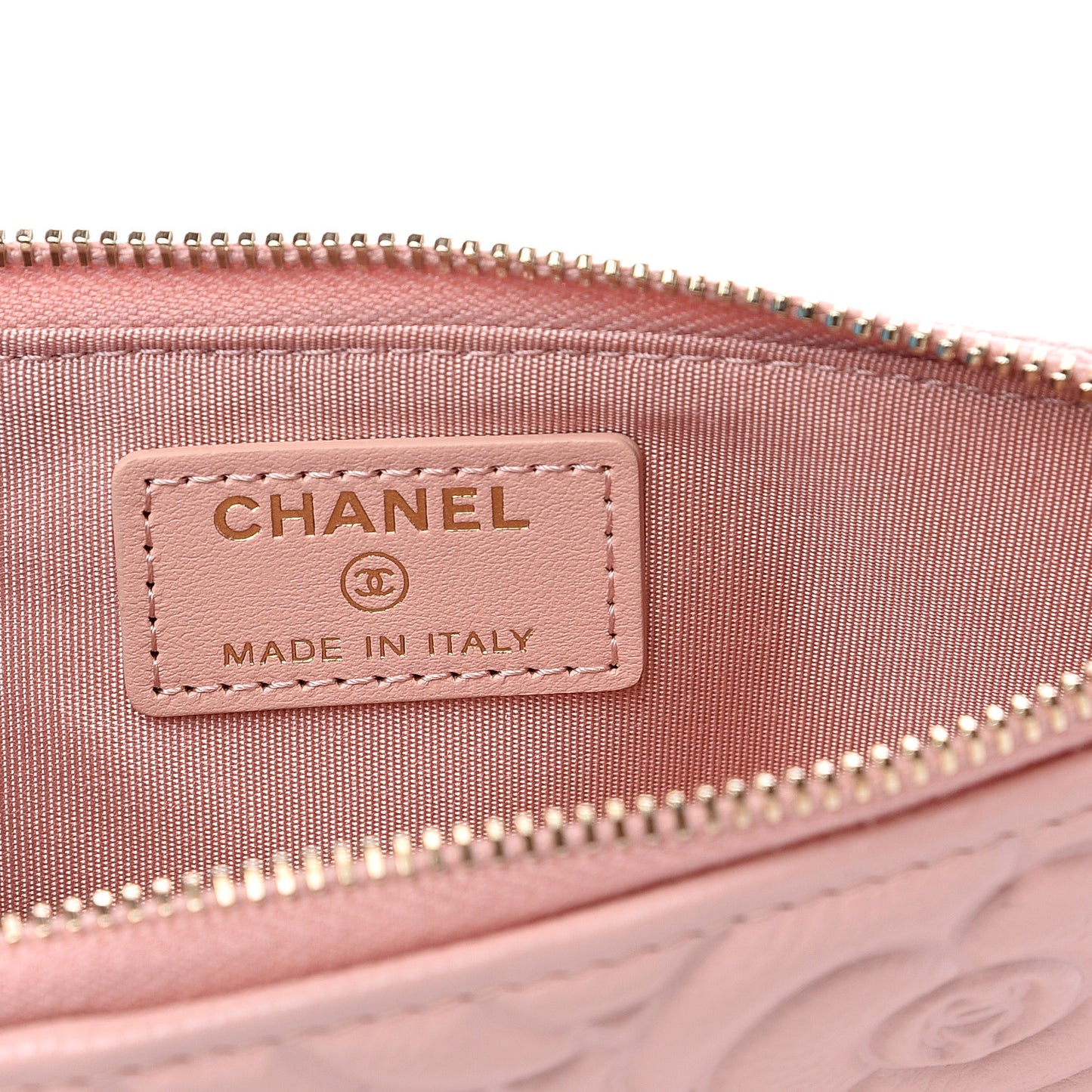 Caviar Camellia Embossed Classic Flat Wallet Pouch Pink