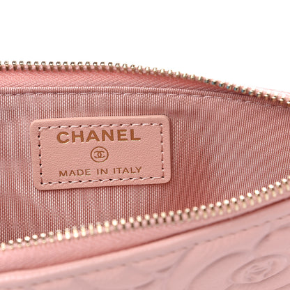 Chanel Caviar Camellia Embossed Classic Flat Wallet Pouch Pink 5 of 7