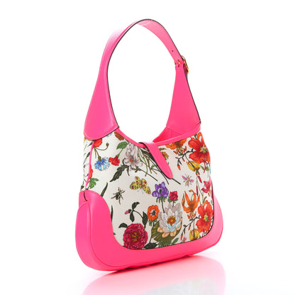 Gucci Canvas Flora Medium Jackie Hobo Fuchsia 3 of 13