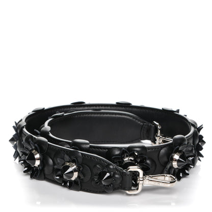 Fendi Vitello Dolce Nappa Patent Flowerland Studded Strap You Black 1 of 5