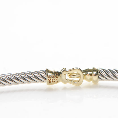 David Yurman Sterling Silver 18K Yellow Gold 3mm Cable Buckle Bracelet 4 of 4