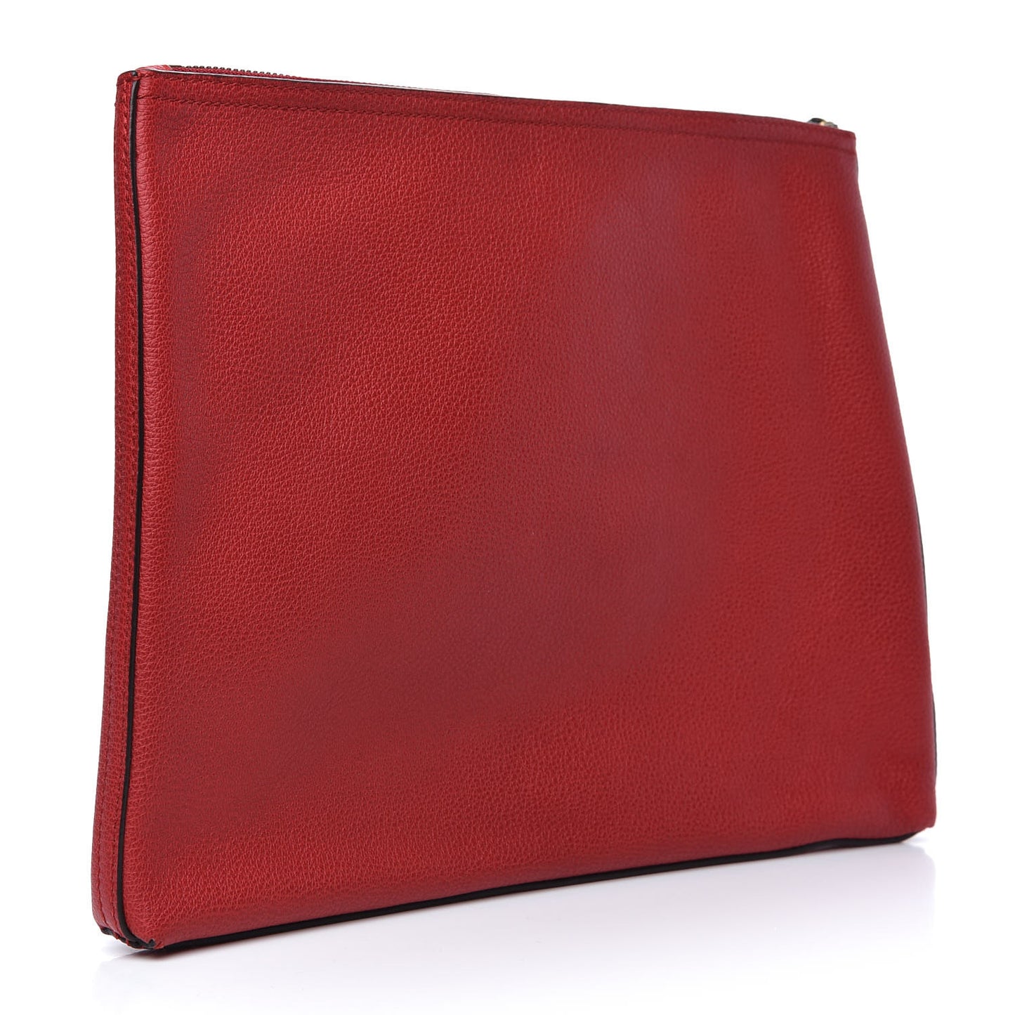 Pebbled Calfskin Medium Logo Portfolio Clutch Hibiscus Red