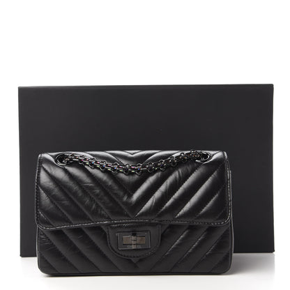 Chanel Aged Calfskin Chevron Quilted 2.55 Reissue Mini Flap So Black 11 of 11