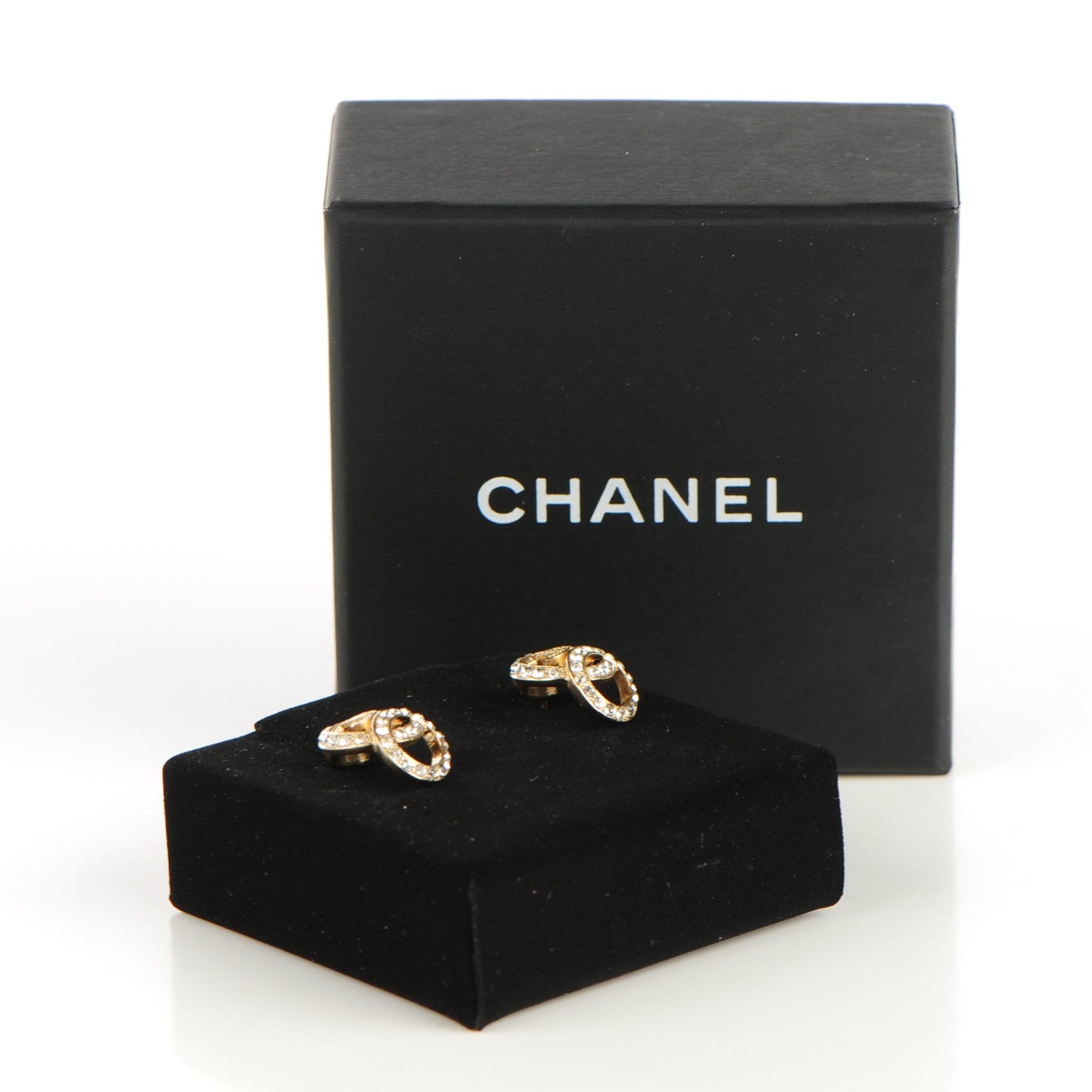 Chanel Crystal CC Earrings Gold 5 of 5