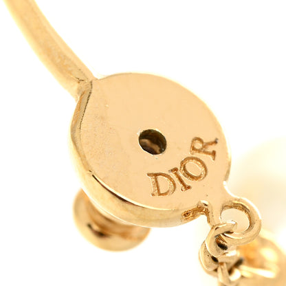 Christian Dior Metal Pearl Petite CD Ear Climber Earring Gold White 4 of 5