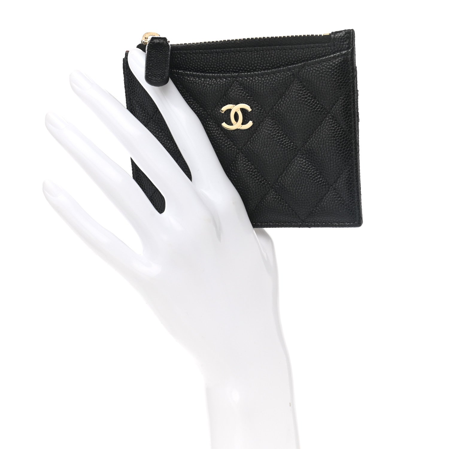 Chanel Caviar Quilted CC Zip Card Holder Black 2 of 8