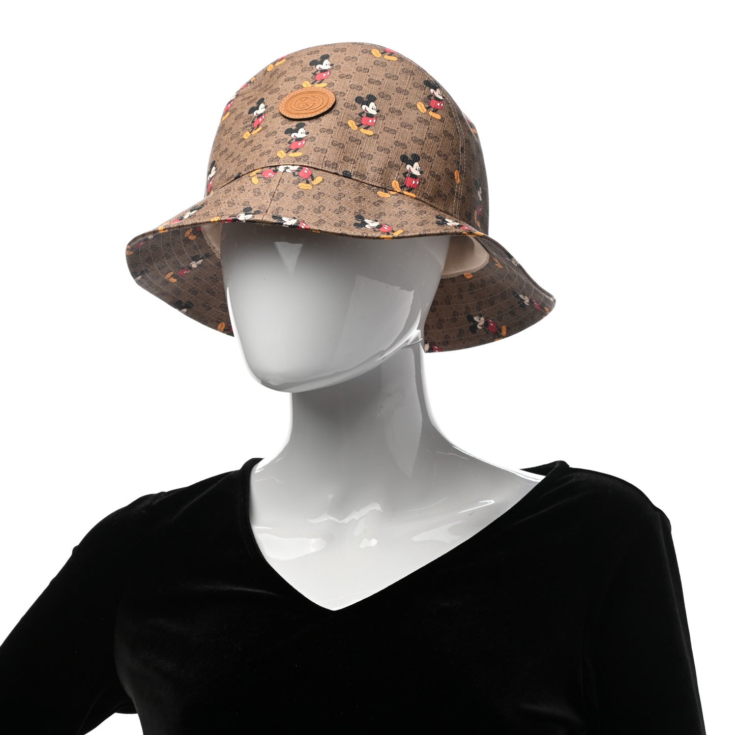 X DISNEY Mini Vintage GG Supreme Monogram Mickey Mouse Trent Bucket Hat XL Beige Ebony Yellow