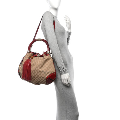 Gucci Monogram Snakeskin Large Unicef Indy Top Handle Hobo Red 2 of 12