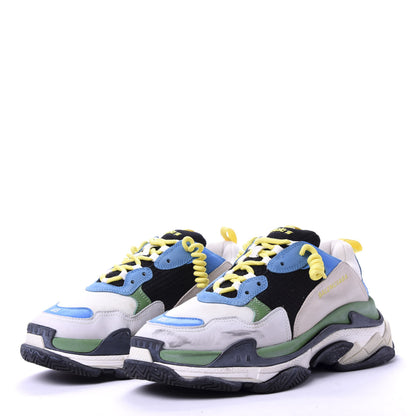 Balenciaga Fabric Mesh Nappa Mens Triple S Sneakers 45 Bleu White Vert Jaune 3 of 10