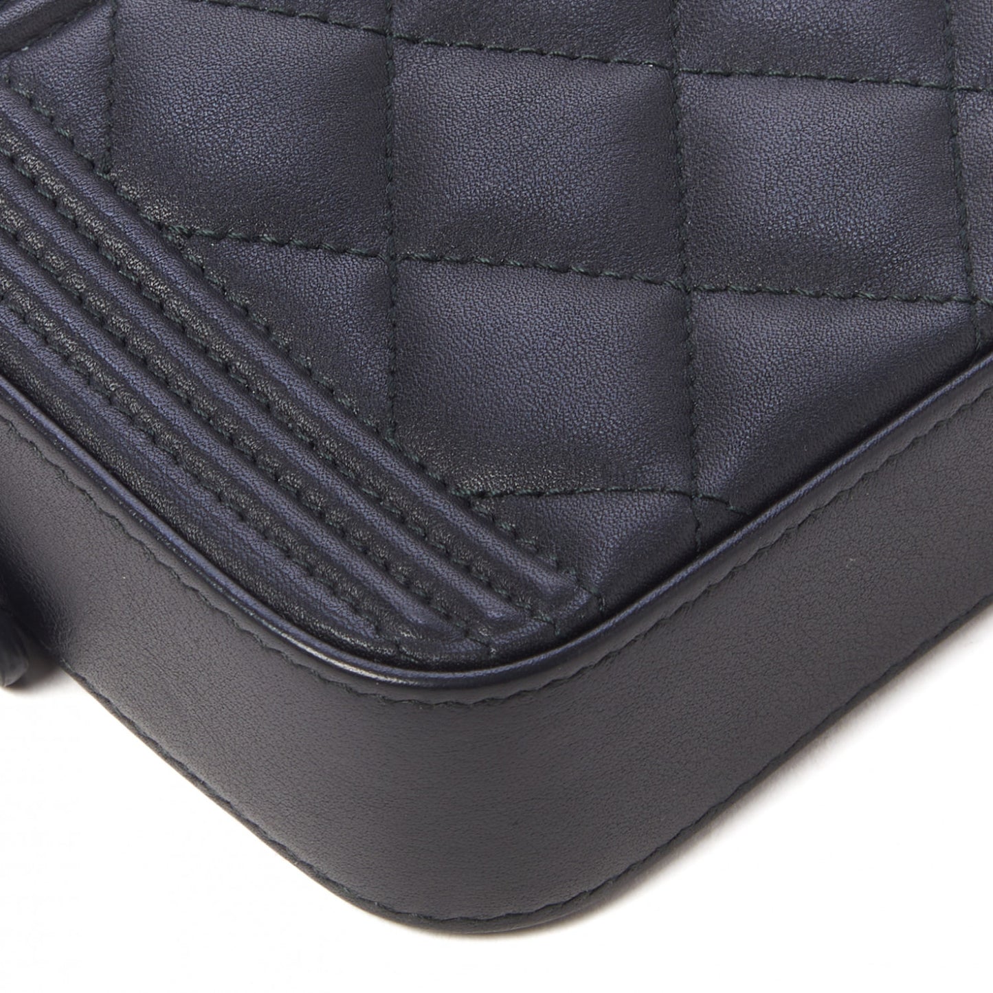 Calfskin Quilted Small Boy Clutch With Chain Black