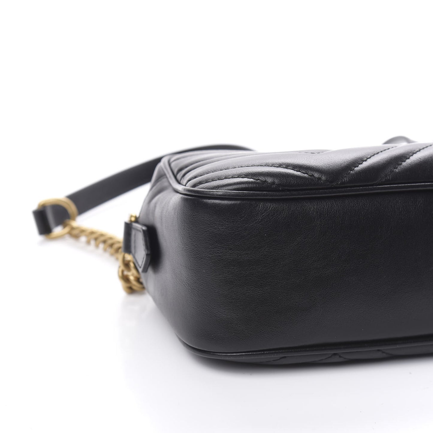 Calfskin Matelasse Small GG Marmont Chain Shoulder Bag Black