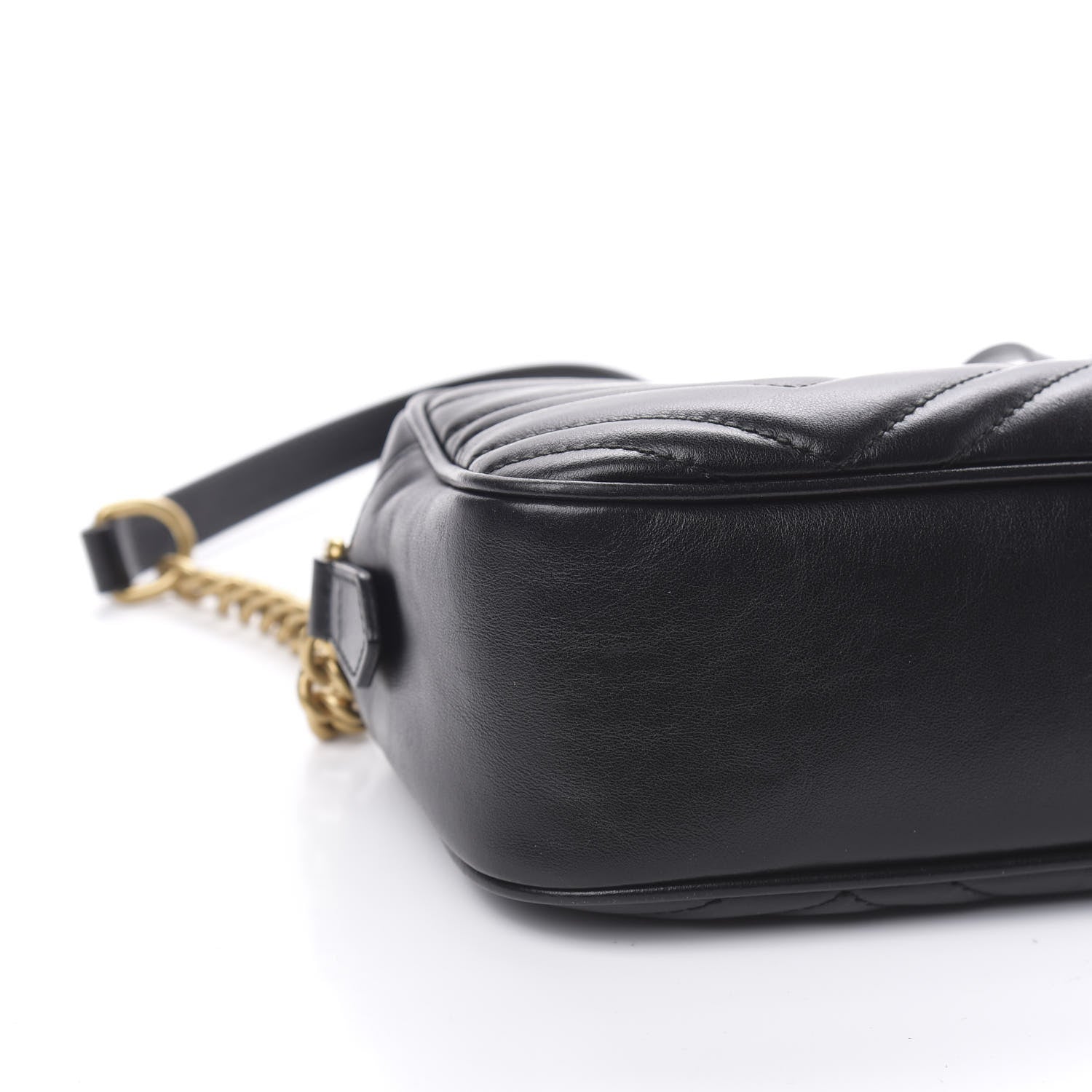 Gucci Calfskin Matelasse Small GG Marmont Chain Shoulder Bag Black 9 of 12