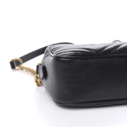 Gucci Calfskin Matelasse Small GG Marmont Chain Shoulder Bag Black 9 of 12