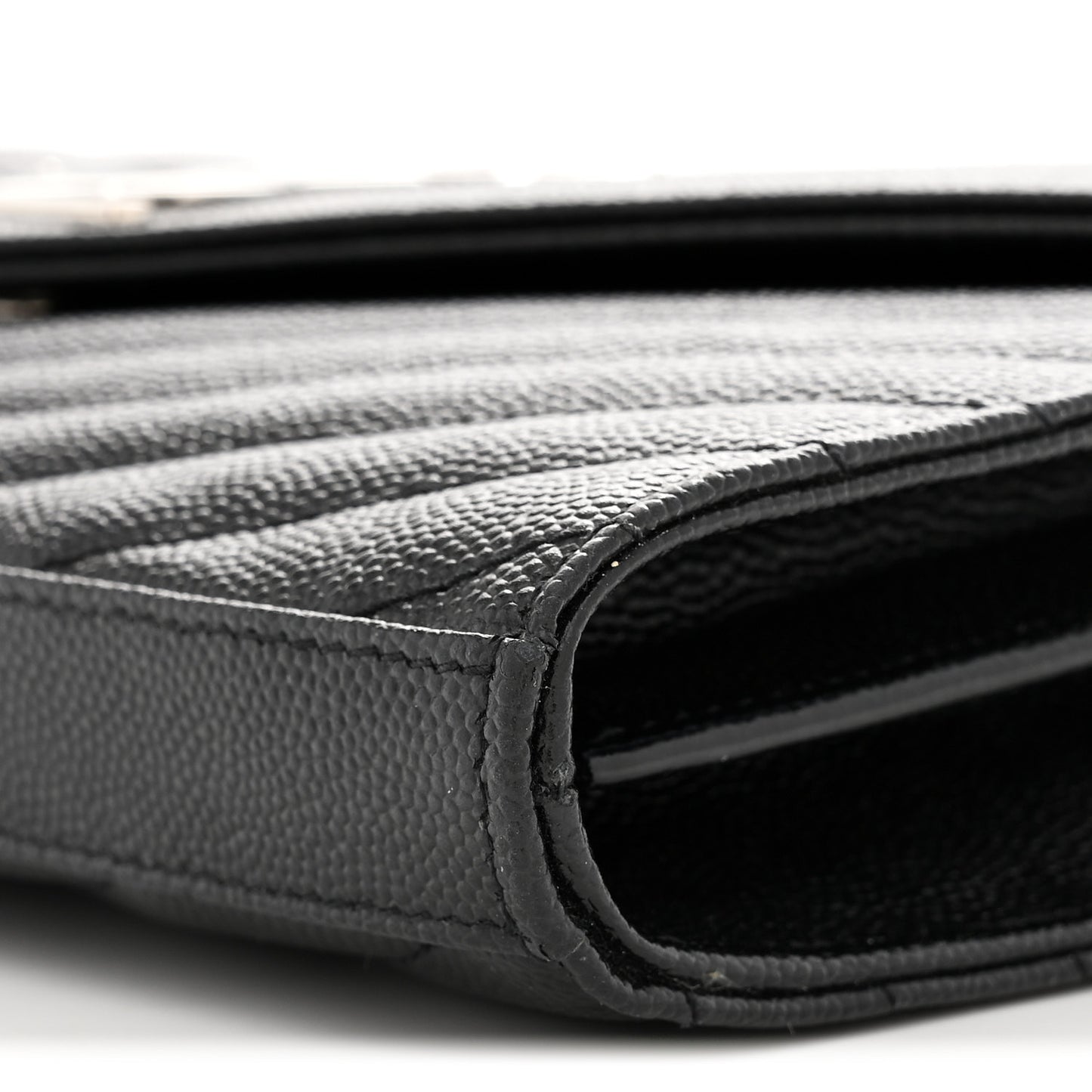 Grain De Poudre Matelasse Chevron Monogram Chain Wallet Black
