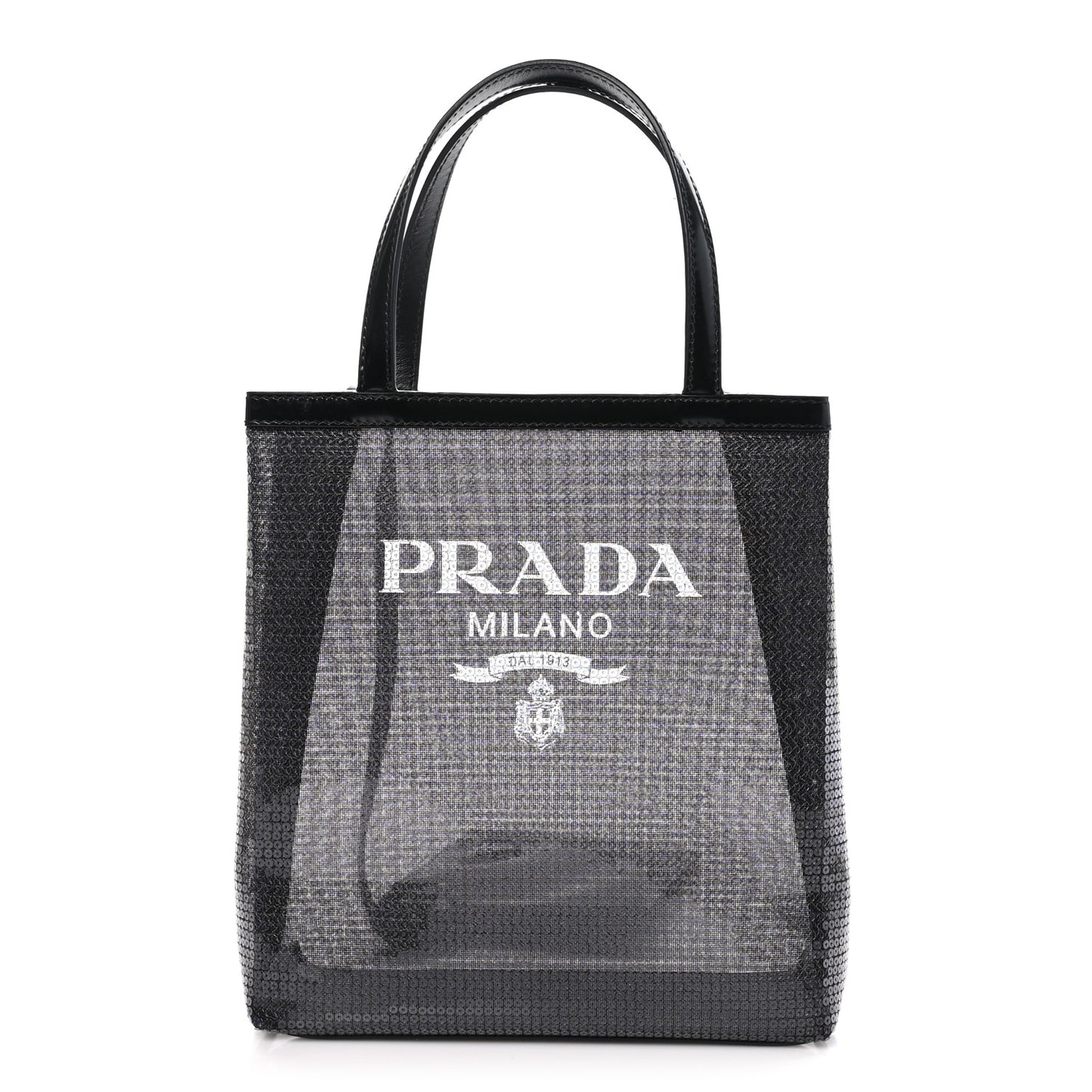 Sequin Rete Paillettes Small Tote Bag Black