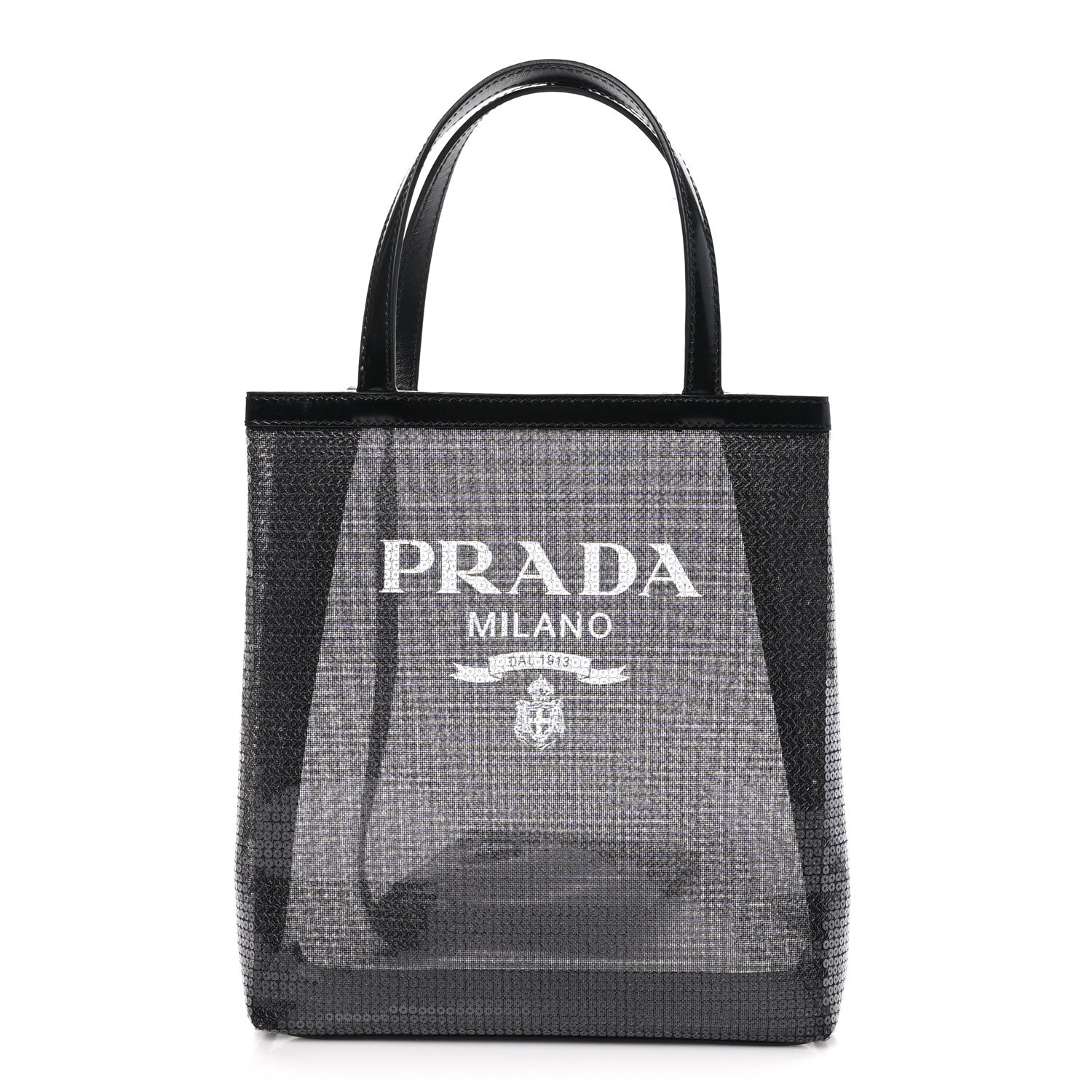 Prada Sequin Rete Paillettes Small Tote Bag Black 1 of 11