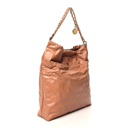 Chanel Shiny Calfskin Quilted Large Chanel 22 Brown 4 of 12