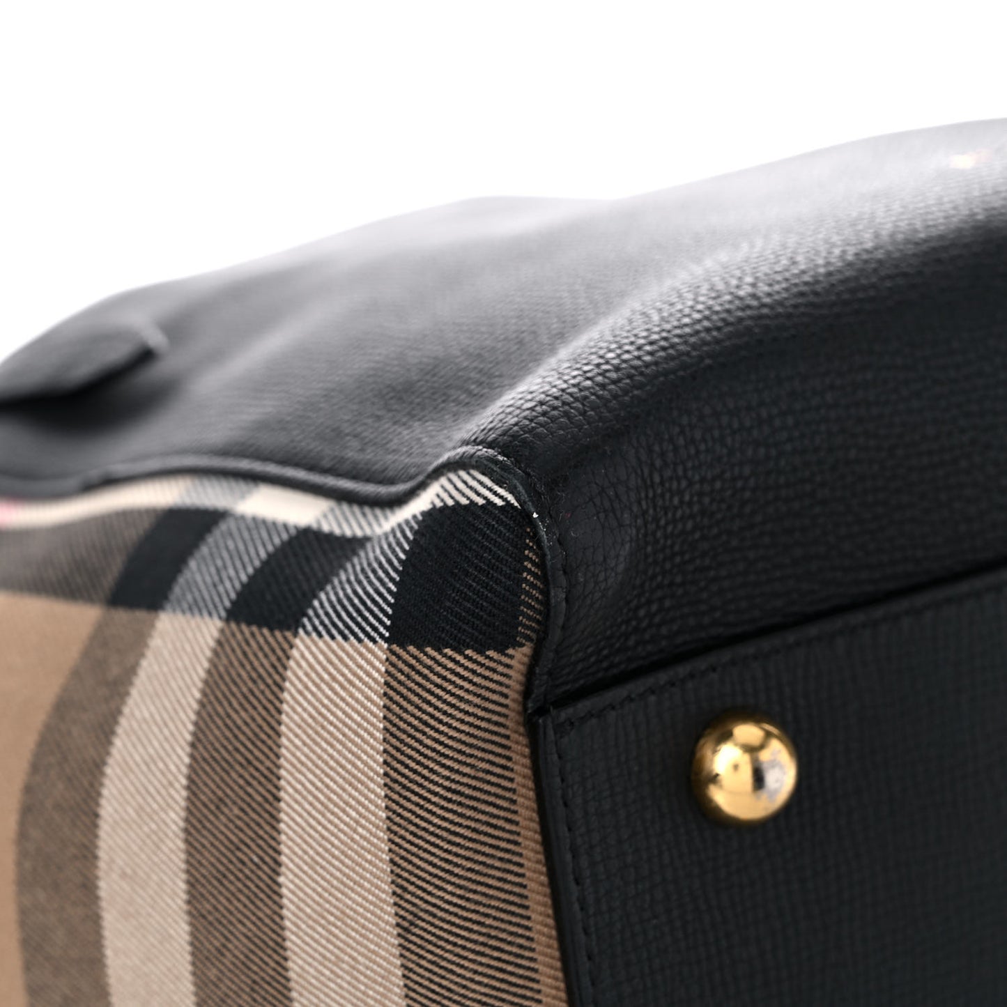 Grainy Calfskin House Check Small Canterbury Black