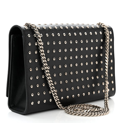 Saint Laurent Grain De Poudre Studded Medium Monogram Kate Satchel Black 3 of 10