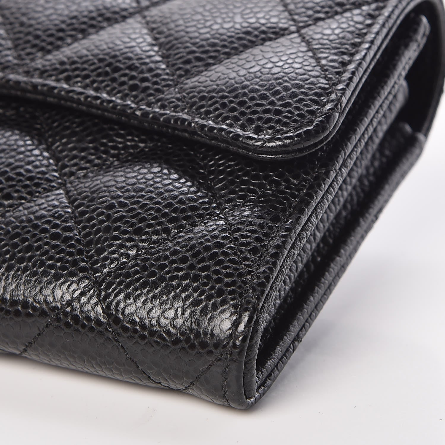 Chanel Caviar Quilted Large Gusset Flap Wallet Black 10 of 11