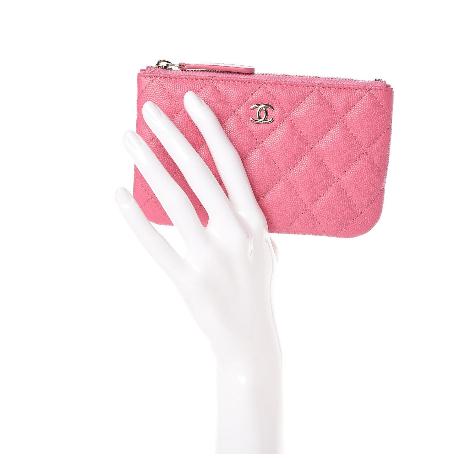 Caviar Quilted Small Cosmetic Case Pink