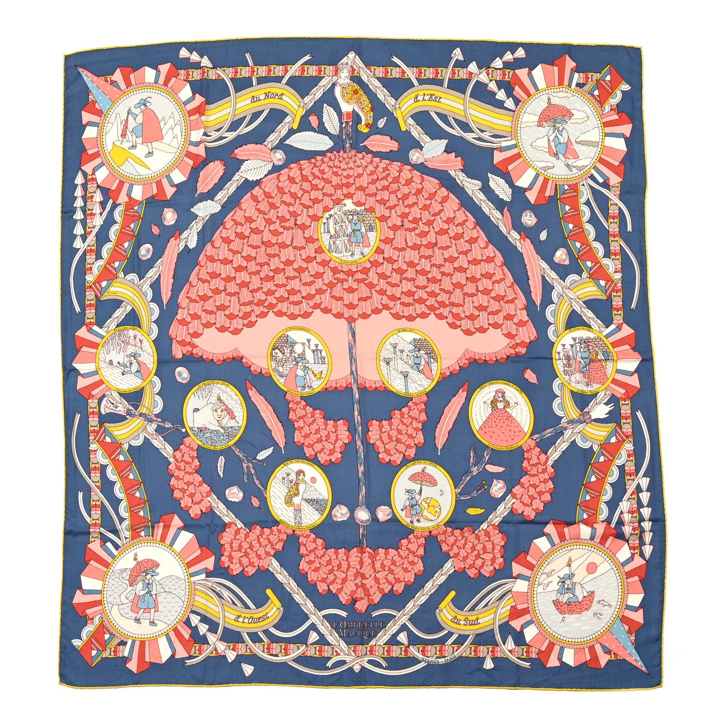 Cashmere Silk L'Ombrelle Magique Shawl 140 Bleu Jean Vieux Rose
