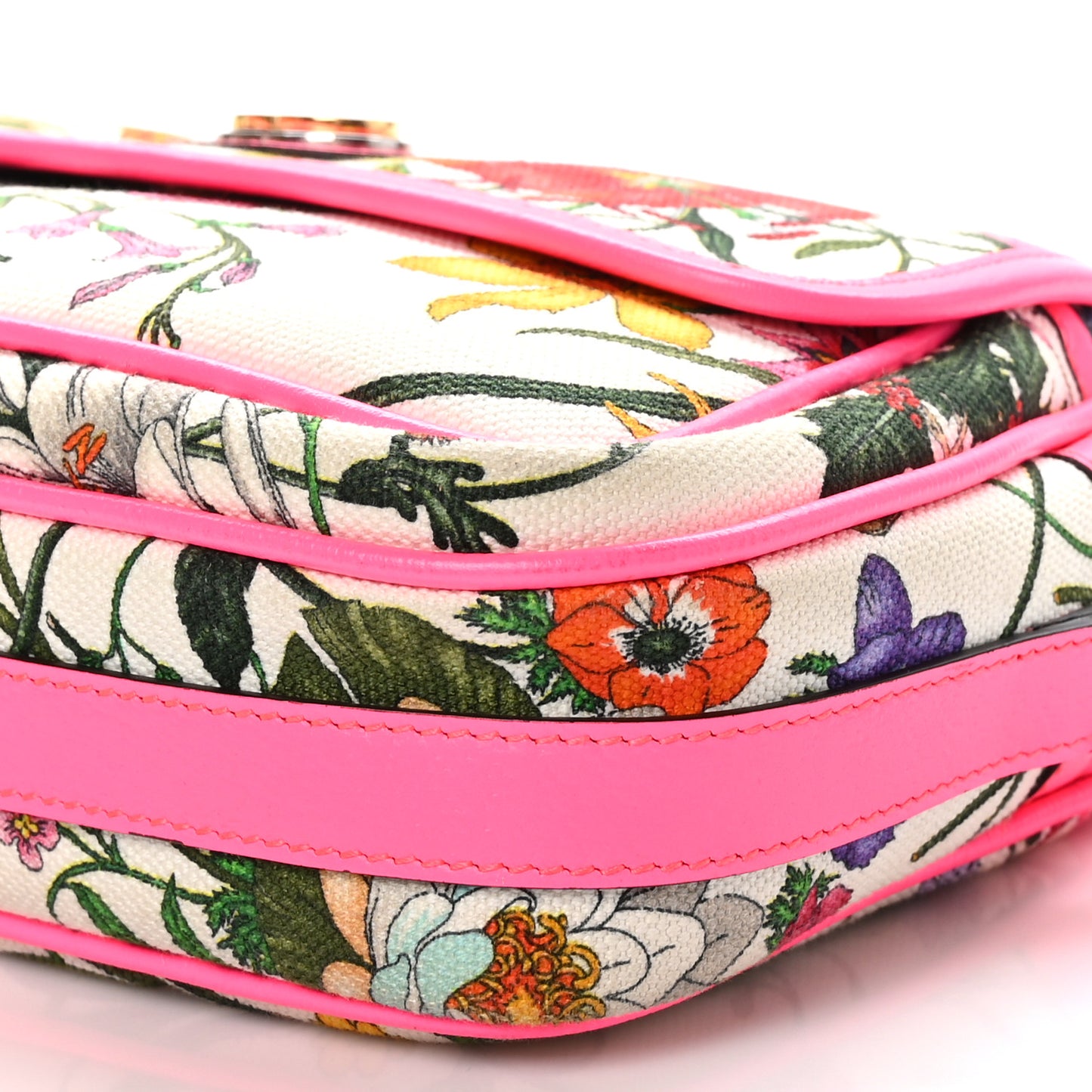 Canvas Flora Floral Shoulder Bag White Fuchsia Fluo