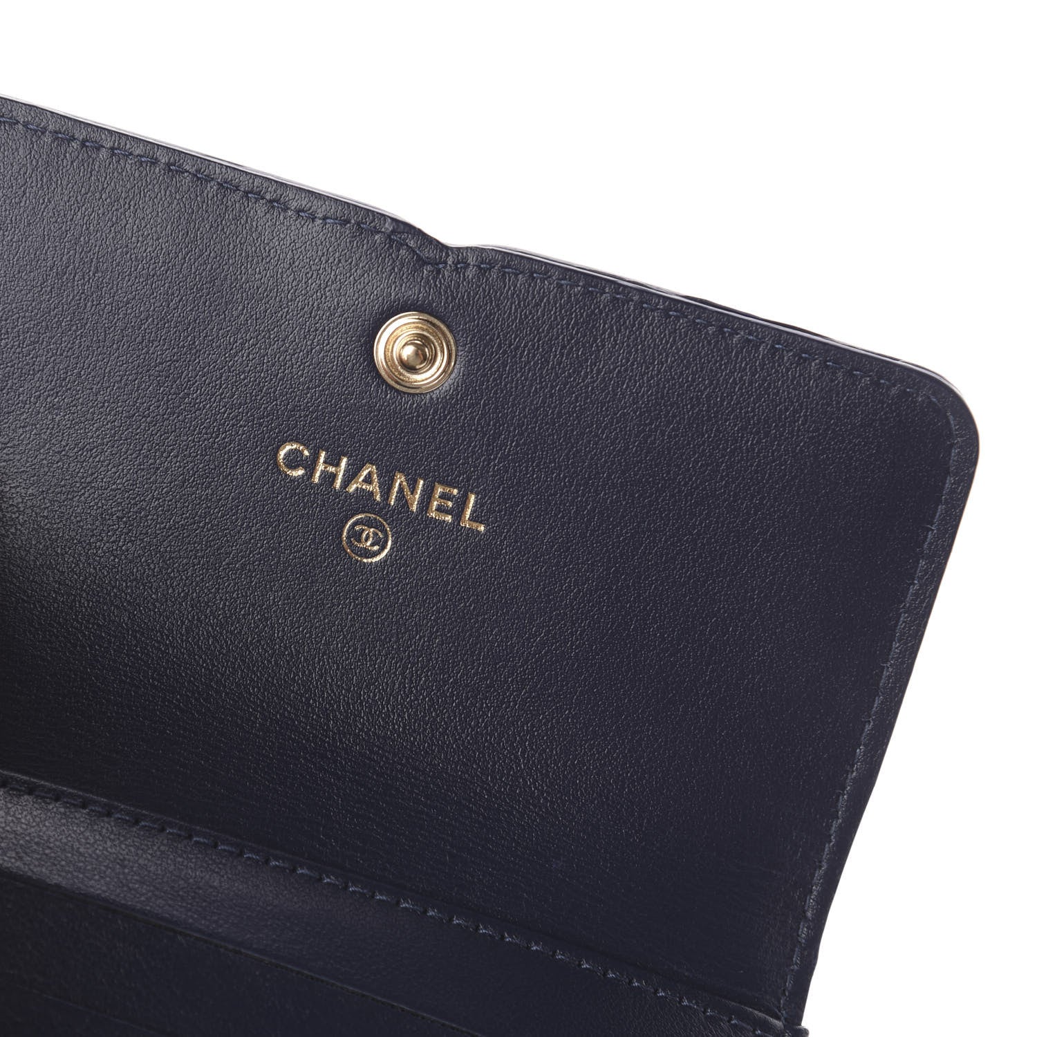 Chanel Caviar Quilted Filigree Compact Wallet Navy 10 of 13