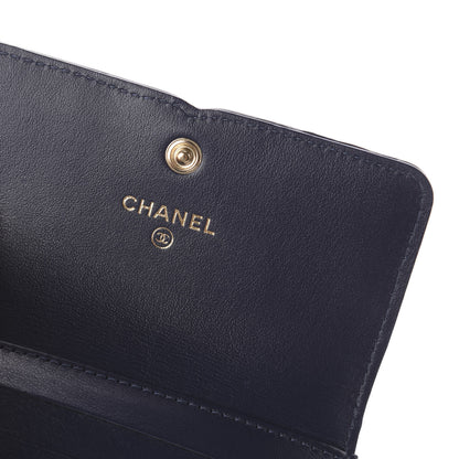 Chanel Caviar Quilted Filigree Compact Wallet Navy 10 of 13