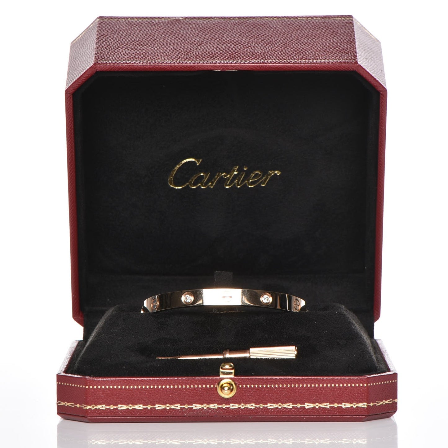 18K Pink Gold 4 Diamond LOVE Bracelet 17