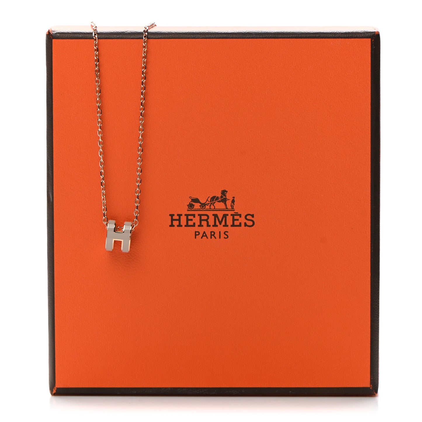 Lacquered Rose Gold Mini Pop H Pendant Necklace Marron Glace