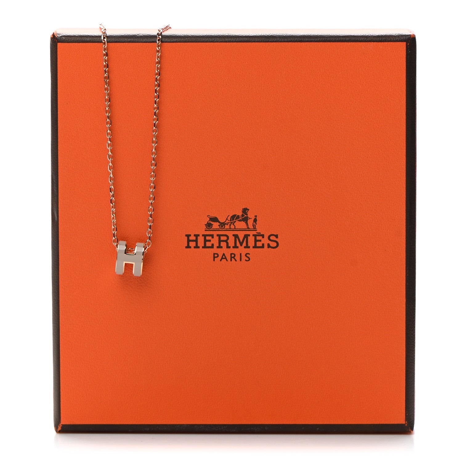 Hermes Lacquered Rose Gold Mini Pop H Pendant Necklace Marron Glace 8 of 8